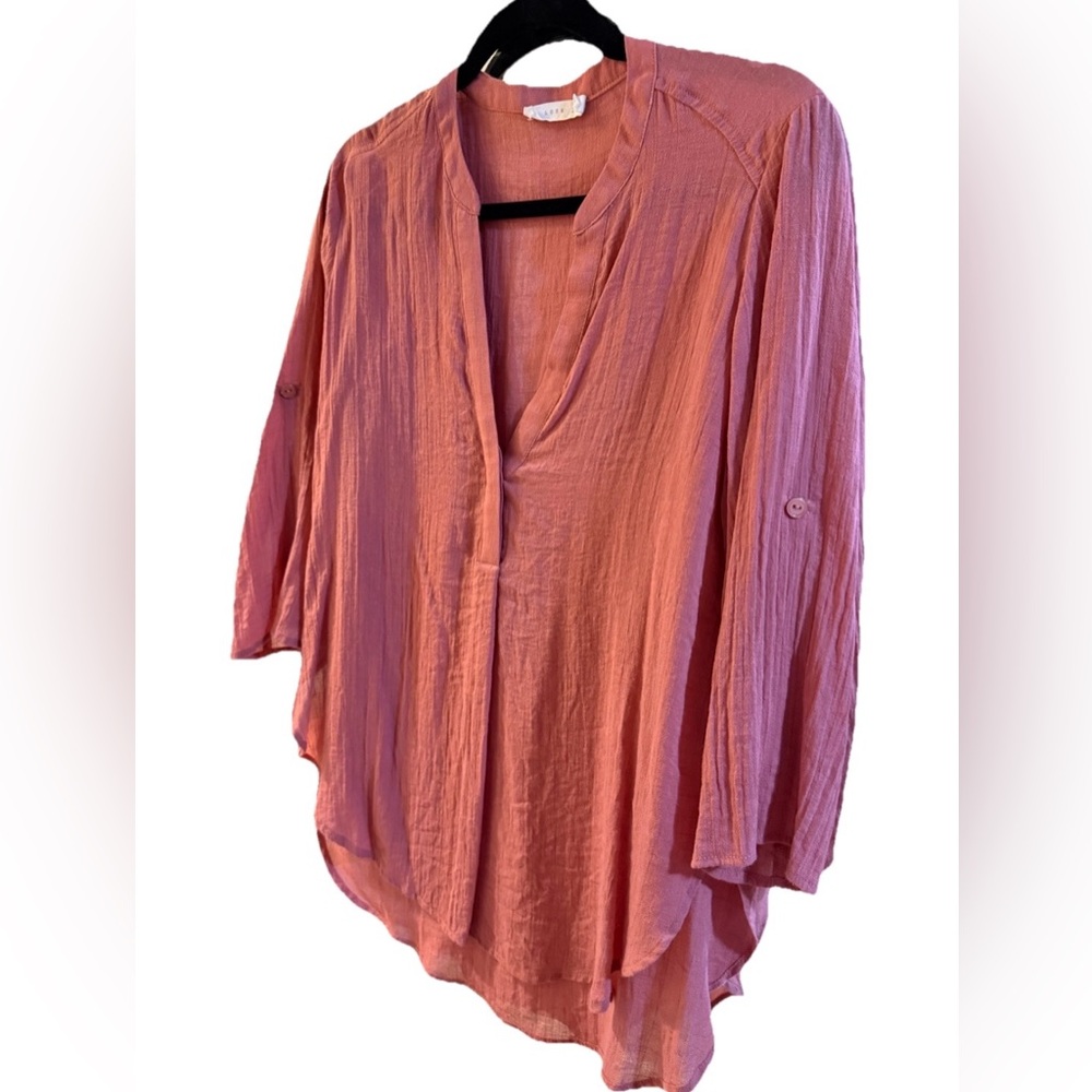 Lush V-Neck Tunic Top in Dusty Pink. Size S